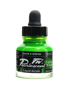 Daler Rowney FW Pearlescent Sıvı Akrilik Boya 29,5 Ml Macaw Green - Daler Rowney