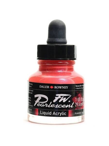 Daler Rowney FW Pearlescent Sıvı Akrilik Boya 29,5 Ml Volcano Red - 2