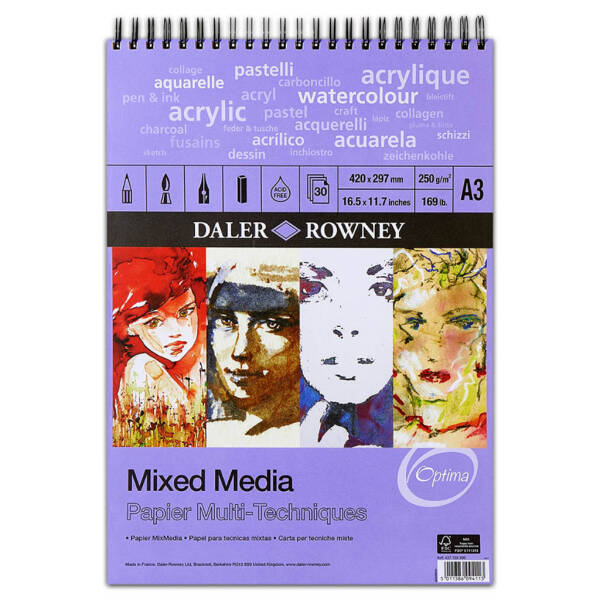 Daler Rowney Mixed Media Spiral A3 250Gr 30Sf - 1