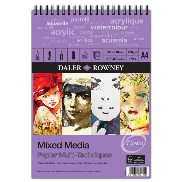 Daler Rowney Mixed Media Spiral A4 250Gr 30Sf - 1