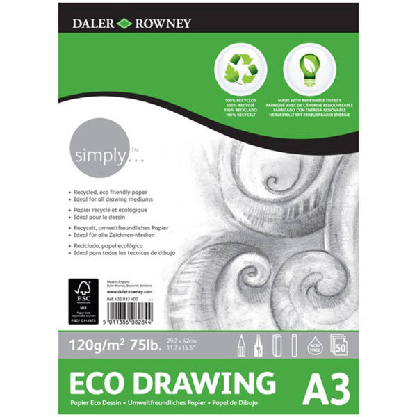 Daler Rowney Simply Eco Drawing Eskiz Defteri A3 120gr 50 Sayfa - 1