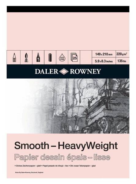 Daler Rowney Smooth Heavyweight Cart Eskiz Defteri A5 220 Gr 25 Yaprak - 1