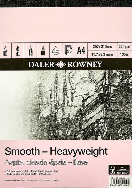 Daler Rowney Smooth Heavyweight Eskiz Defteri A4 220gr 25 Yaprak - 1