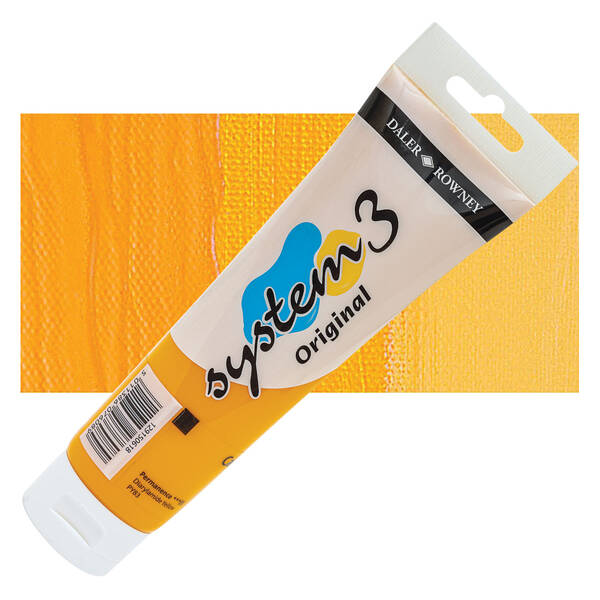 Daler Rowney System 3 Original Akrilik Boya 150 Ml 618 Cadmium Yellow Deep (Hue) - 1