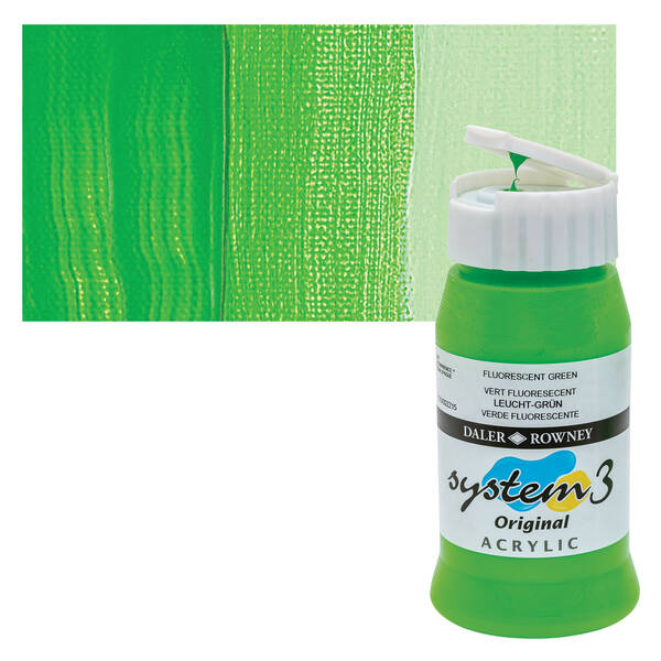 Daler Rowney System 3 Original Akrilik Boya 500 Ml Fluorescent Green - 1