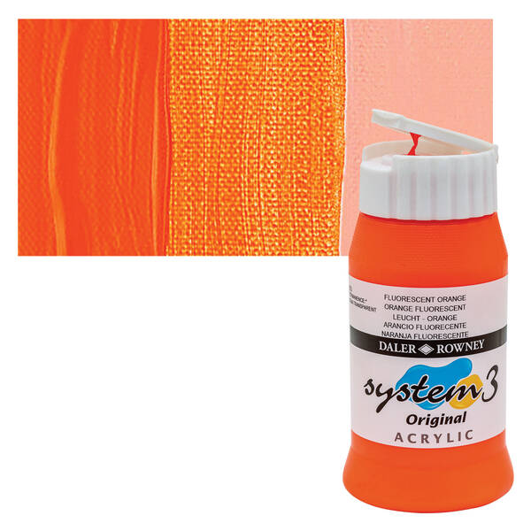 Daler Rowney System 3 Original Akrilik Boya 500 Ml Fluorescent Orange - 1