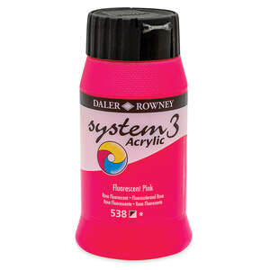 Daler Rowney System 3 Original Akrilik Boya 500 Ml Fluorescent Pink - 3