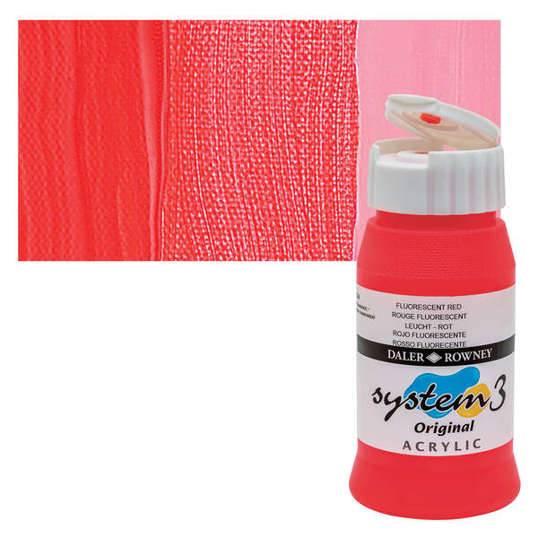 Daler Rowney System 3 Original Akrilik Boya 500 Ml Fluorescent Red - 1