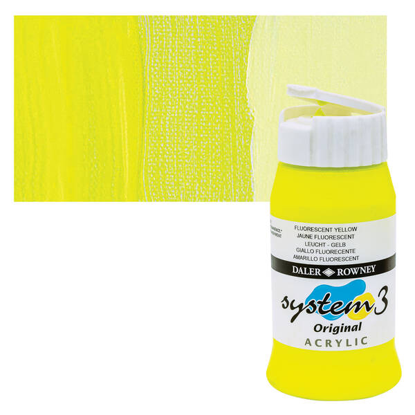 Daler Rowney System 3 Original Akrilik Boya 500 Ml Fluorescent Yellow - 1