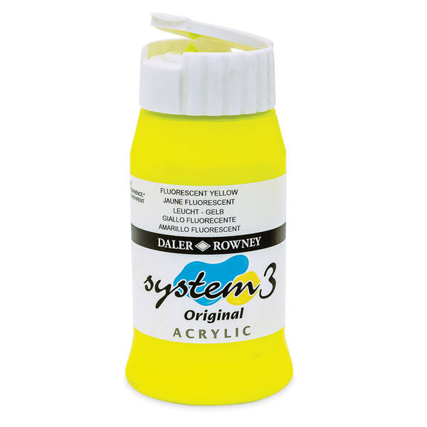 Daler Rowney System 3 Original Akrilik Boya 500 Ml Fluorescent Yellow - 3