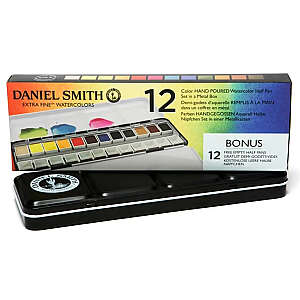 Daniel Smith Extra Fine Yarım Tablet Sulu Boya Seti 12'li Metal Kutu - Daniel Smith