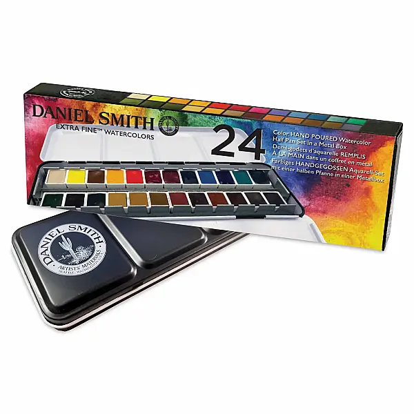 Daniel Smith Extra Fine Yarım Tablet Sulu Boya Seti 24'lü Metal Kutu - 1