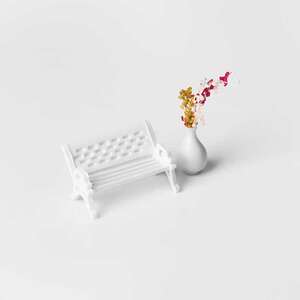 Eshel Oturma Bankı Ve Çiçekli Vazo 1/100 3Lü - Eshel