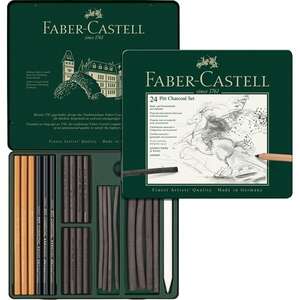Faber Castel Pitt Monochrome İşlenmiş Kömür Seti 24'lü - Thumbnail