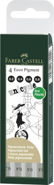 Faber Castell Ecco Pigment Liner Çizim Kalemi 4 Lü Siyah Set