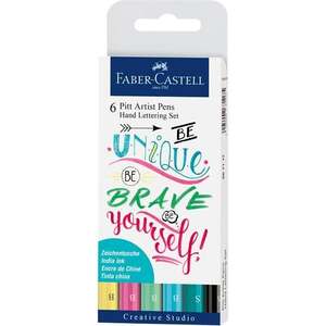 Faber Castell - Faber Castell Pitt Artist Pen Fırça Uçlu Kalem Kaligr.Set Pastel 6Li