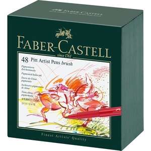 Faber Castell - Faber Castell Pitt Artist Pen Fırça Uçlu Kalem Studio Box 48 Li
