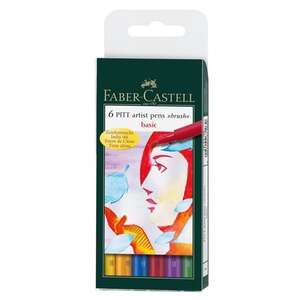 Faber Castell - Faber Castell Pitt Çizim Kalemi 6'lı Ana Renkler