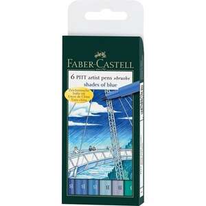 Faber Castell - Faber Castell Pitt Çizim Kalemi 6'lı Shades Of Blue