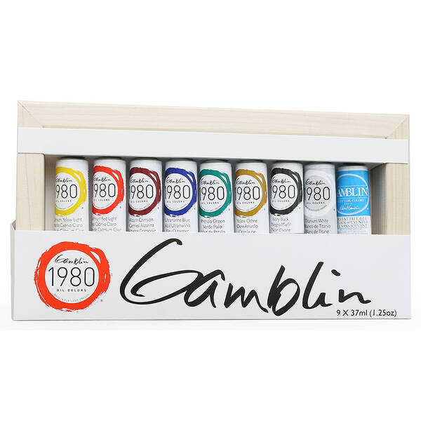 Gamblin 1980 Oil Colors Introductory 9'Lu Ahşap Kutu Set 37ml - 1