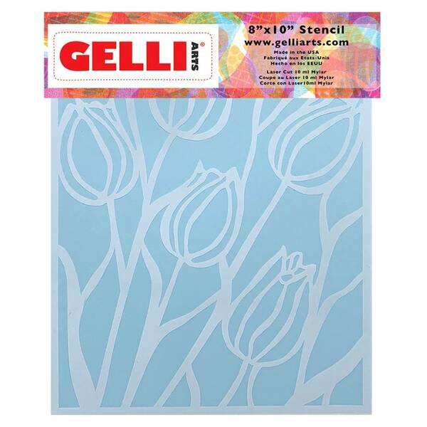 Gelli Arts Tulip Stencil Lale Kalıbı 21cm x 26cm - 1