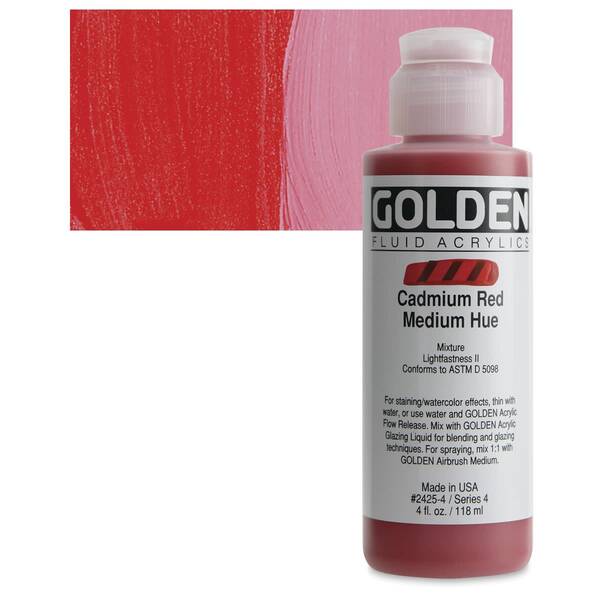 Golden Fluid Akrilik Boya 118 Ml Seri 4 Cadmium Red Medium Hue - 1