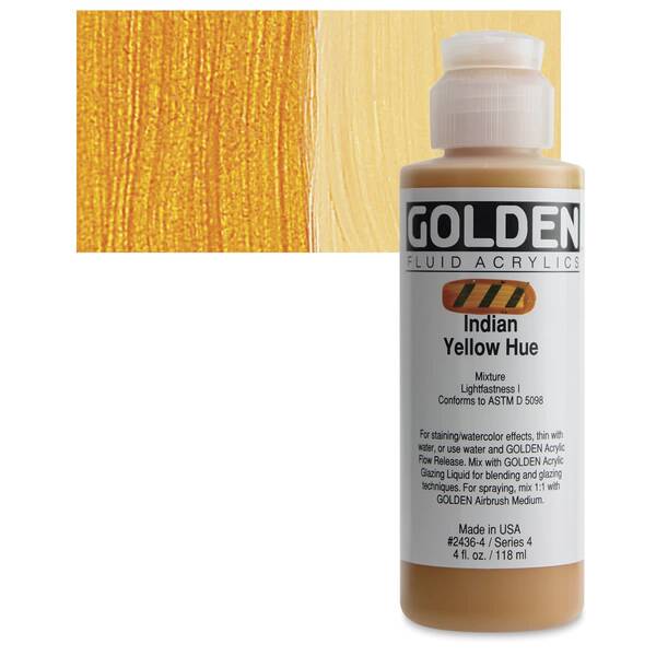 Golden Fluid Akrilik Boya 118 Ml Seri 4 Indian Yellow Hue - 1