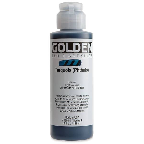 Golden Fluid Akrilik Boya 118 Ml Seri 4 Turquois Phthalo - 3