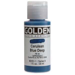 Golden Fluid Akrilik Boya 30 Ml Seri 9 Cerulean Blue Deep - 3