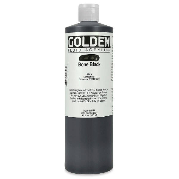 Golden Fluid Akrilik Boya 473 Ml Seri 1 Bone Black - 3