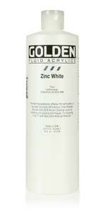 Golden - Golden Fluid Akrilik Boya 473 Ml Seri 1 Zinc White