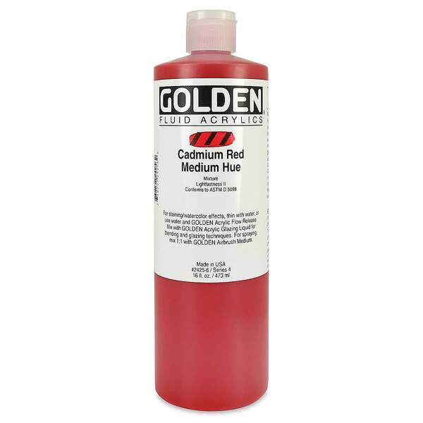 Golden Fluid Akrilik Boya 473 Ml Seri 4 Cadmium Red Medium Hue - 3