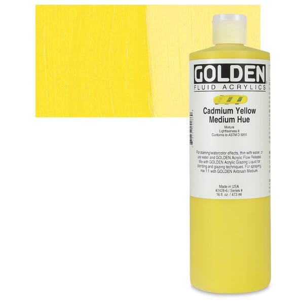 Golden Fluid Akrilik Boya 473 Ml Seri 4 Cadmium Yellow Medium Hue - 1