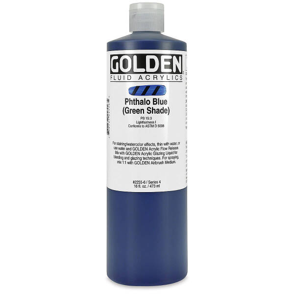 Golden Fluid Akrilik Boya 473 Ml Seri 4 Phthalo Blue (Green Shade) - 3