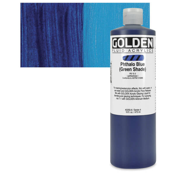 Golden Fluid Akrilik Boya 473 Ml Seri 4 Phthalo Blue (Green Shade) - 1