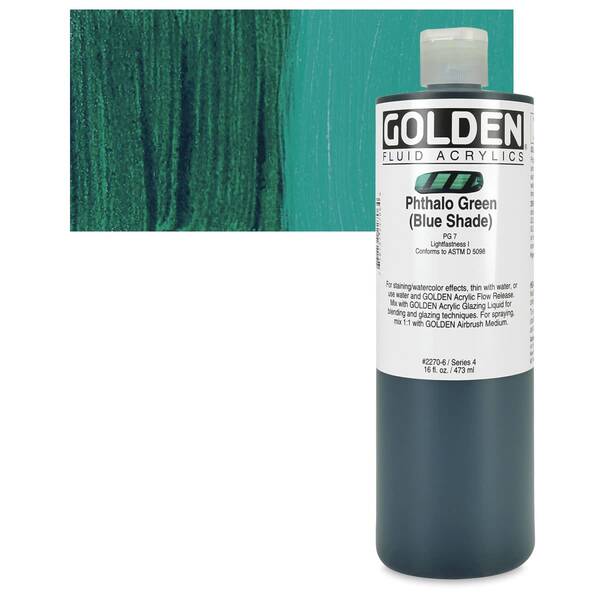 Golden Fluid Akrilik Boya 473 Ml Seri 4 Phthalo Green Blue Shade - 1