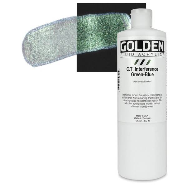 Golden Fluid Akrilik Boya 473 Ml Seri 6 C.T Interference Green-Blue - 1