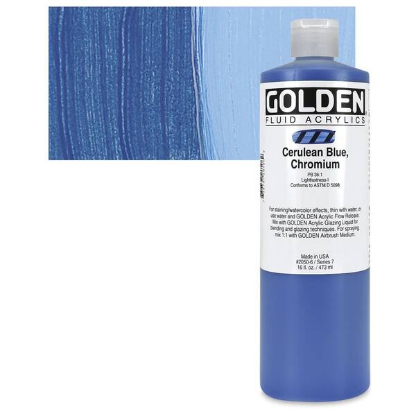 Golden Fluid Akrilik Boya 473 Ml Seri 7 Cerulean Blue Chromium - 1