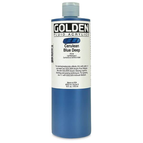 Golden Fluid Akrilik Boya 473 Ml Seri 9 Cerulean Blue Deep - 6