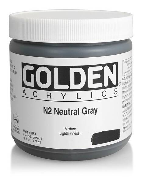 Golden Heavy Body Akrilik Boya 473 Ml Seri 1 N2 Neutral Gray - 3