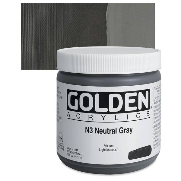 Golden Heavy Body Akrilik Boya 473 Ml Seri 1 N3 Neutral Gray - 1