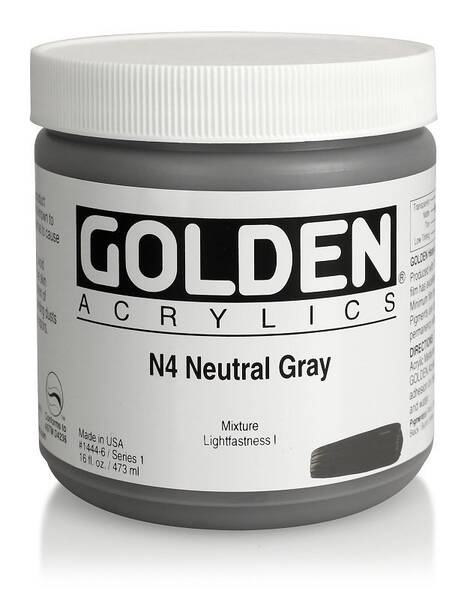 Golden Heavy Body Akrilik Boya 473 Ml Seri 1 N4 Neutral Gray