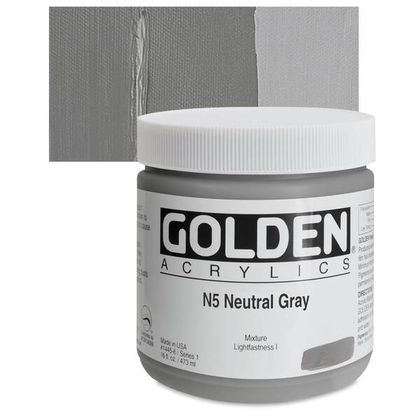 Golden Heavy Body Akrilik Boya 473 Ml Seri 1 N5 Neutral Gray - 1