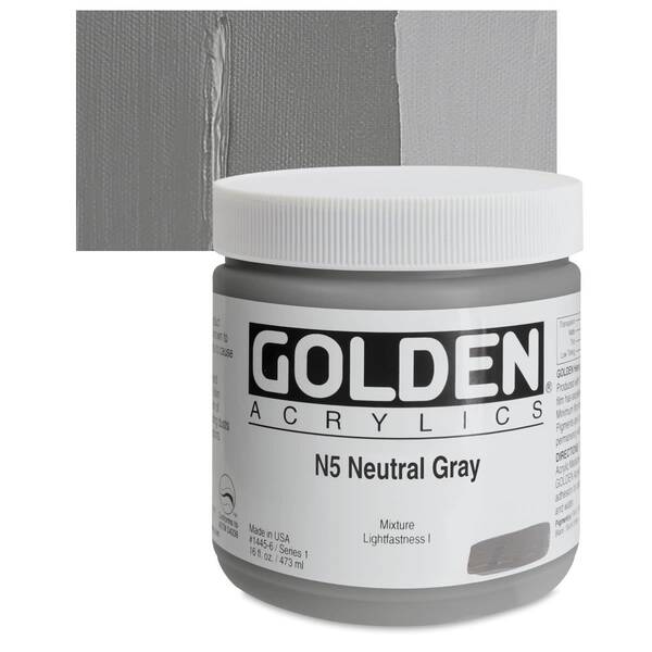 Golden Heavy Body Akrilik Boya 473 Ml Seri 1 N5 Neutral Gray