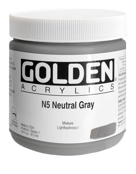 Golden Heavy Body Akrilik Boya 473 Ml Seri 1 N5 Neutral Gray