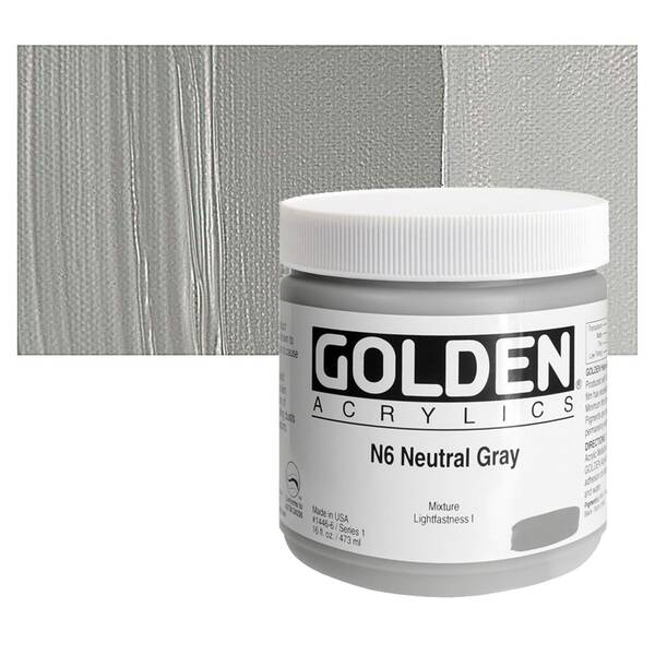 Golden Heavy Body Akrilik Boya 473 Ml Seri 1 N6 Neutral Gray - 1