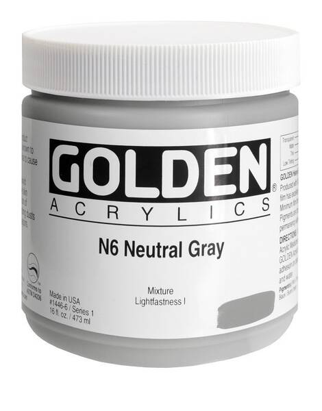 Golden Heavy Body Akrilik Boya 473 Ml Seri 1 N6 Neutral Gray - 3