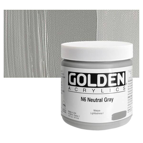 Golden Heavy Body Akrilik Boya 473 Ml Seri 1 N6 Neutral Gray