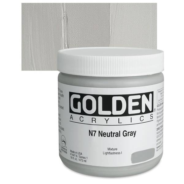 Golden Heavy Body Akrilik Boya 473 Ml Seri 1 N7 Neutral Gray - 1