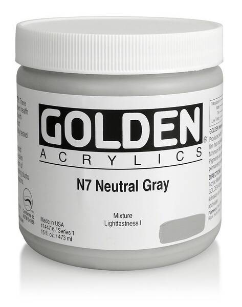 Golden Heavy Body Akrilik Boya 473 Ml Seri 1 N7 Neutral Gray - 3